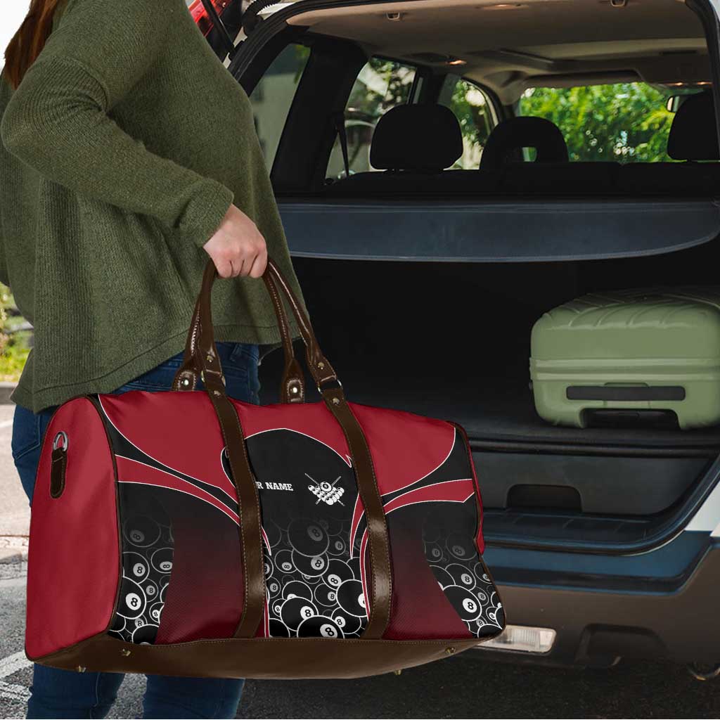 Personalized Billiards Eight Ball Travel Bag with Red Wing Emblem and Black Gradient Bubble Pattern - Wonder Print Shop