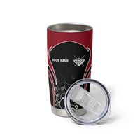 Personalized Billiards Eight Ball Tumbler Cup with Red Wing Emblem and Black Gradient Bubble Pattern - Wonder Print Shop