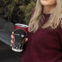 Personalized Billiards Eight Ball Tumbler Cup with Red Wing Emblem and Black Gradient Bubble Pattern - Wonder Print Shop