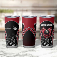 Personalized Billiards Eight Ball Tumbler Cup with Red Wing Emblem and Black Gradient Bubble Pattern - Wonder Print Shop