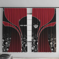 Personalized Billiards Eight Ball Window Curtain with Red Wing Emblem and Black Gradient Bubble Pattern - Wonder Print Shop