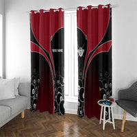 Personalized Billiards Eight Ball Window Curtain with Red Wing Emblem and Black Gradient Bubble Pattern - Wonder Print Shop