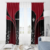 Personalized Billiards Eight Ball Window Curtain with Red Wing Emblem and Black Gradient Bubble Pattern - Wonder Print Shop