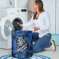 Personalized Motocross Rider Laundry Basket with Blue Graffiti Splash Pattern - Wonder Print Shop