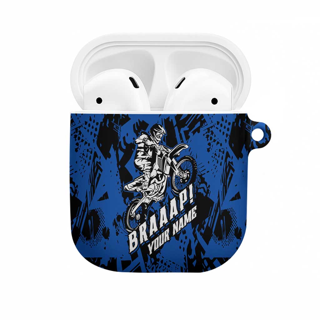 Personalized Motocross Rider AirPods Case with Blue Graffiti Splash Pattern - Wonder Print Shop