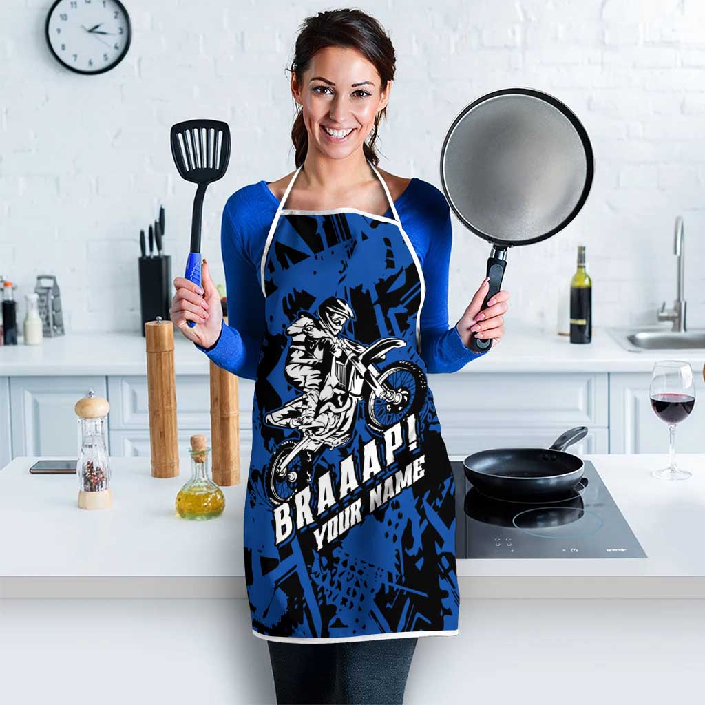 Personalized Motocross Rider Apron with Blue Graffiti Splash Pattern - Wonder Print Shop