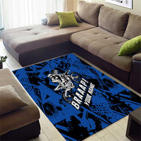Personalized Motocross Rider Area Rug with Blue Graffiti Splash Pattern - Wonder Print Shop