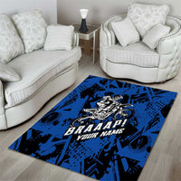 Personalized Motocross Rider Area Rug with Blue Graffiti Splash Pattern - Wonder Print Shop