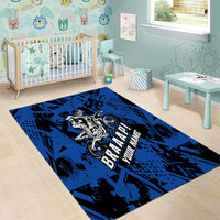 Personalized Motocross Rider Area Rug with Blue Graffiti Splash Pattern - Wonder Print Shop
