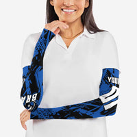 Personalized Motocross Rider Arm Sleeves with Blue Graffiti Splash Pattern - Wonder Print Shop
