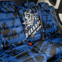 Personalized Motocross Rider Back Car Seat Cover with Blue Graffiti Splash Pattern - Wonder Print Shop