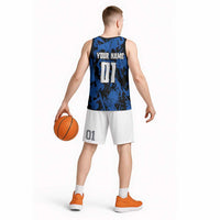 Personalized Motocross Rider Basketball Jersey with Blue Graffiti Splash Pattern - Wonder Print Shop