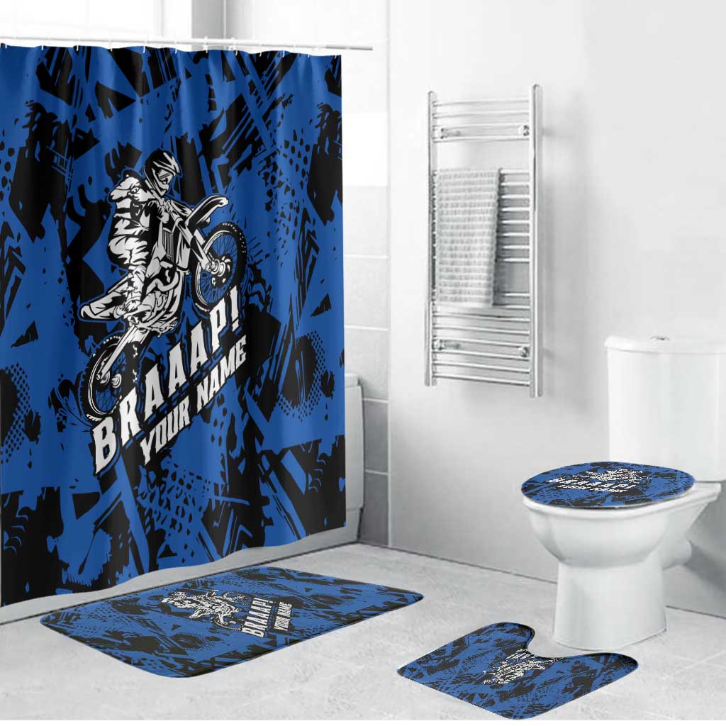 Personalized Motocross Rider Bathroom Set with Blue Graffiti Splash Pattern - Wonder Print Shop