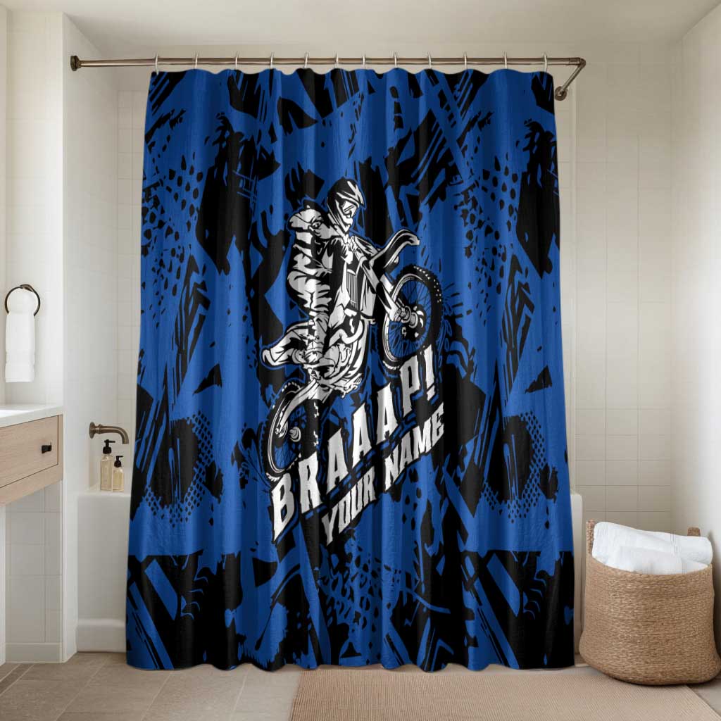 Personalized Motocross Rider Bathroom Set with Blue Graffiti Splash Pattern - Wonder Print Shop