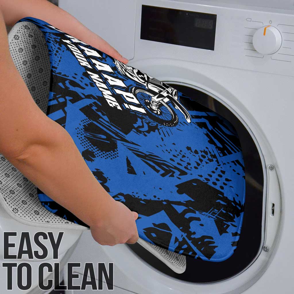 Personalized Motocross Rider Bathroom Set with Blue Graffiti Splash Pattern - Wonder Print Shop