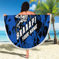 Personalized Motocross Rider Beach Blanket with Blue Graffiti Splash Pattern - Wonder Print Shop