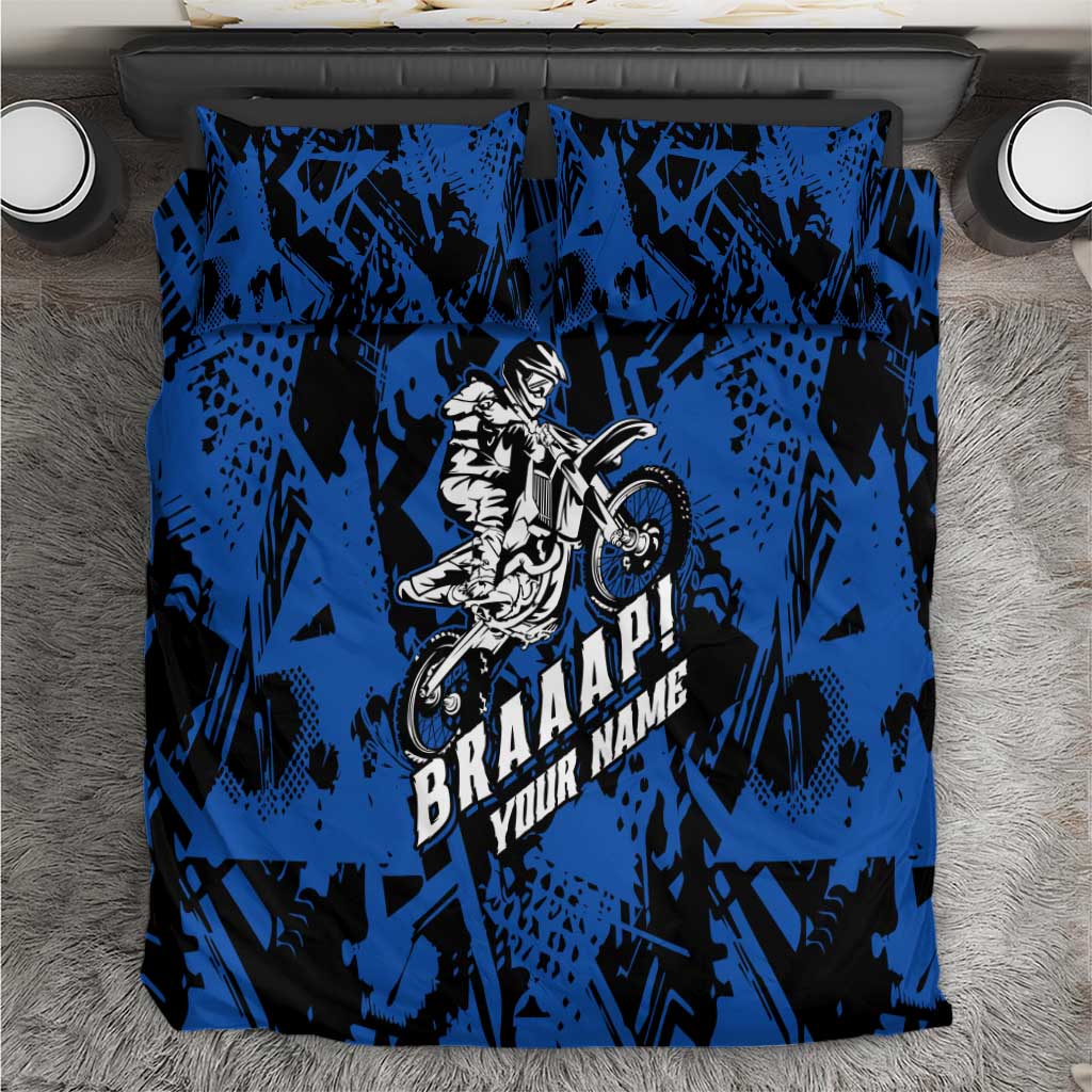 Personalized Motocross Rider Bedding Set with Blue Graffiti Splash Pattern - Wonder Print Shop