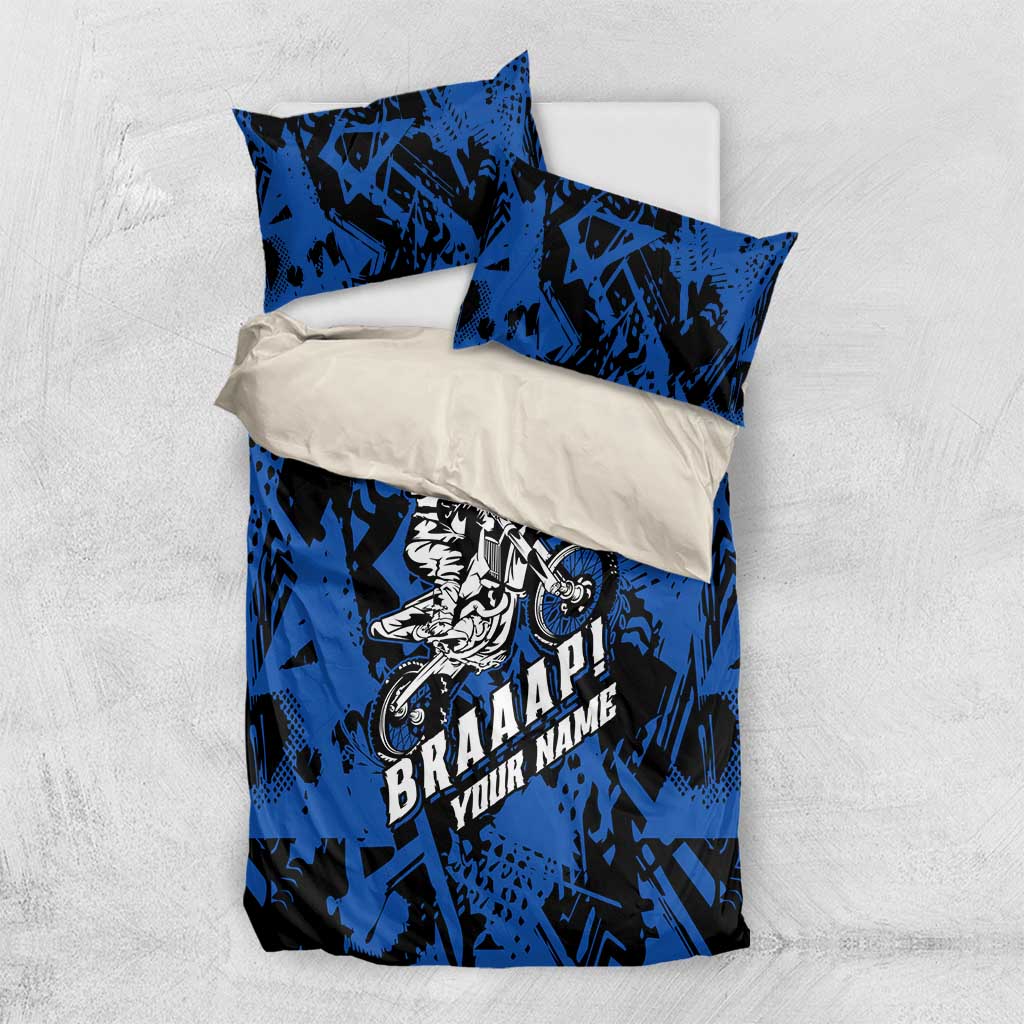 Personalized Motocross Rider Bedding Set with Blue Graffiti Splash Pattern - Wonder Print Shop