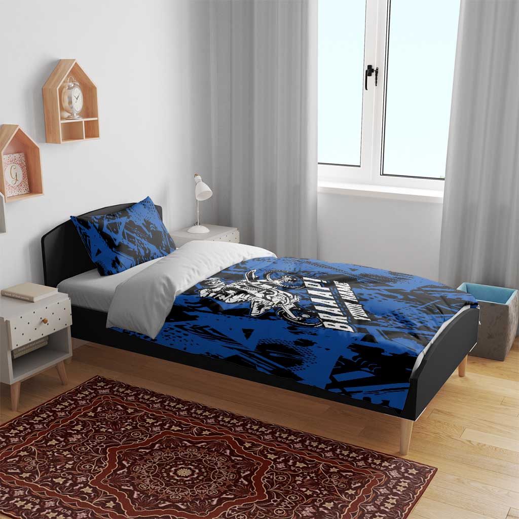 Personalized Motocross Rider Bedding Set with Blue Graffiti Splash Pattern - Wonder Print Shop