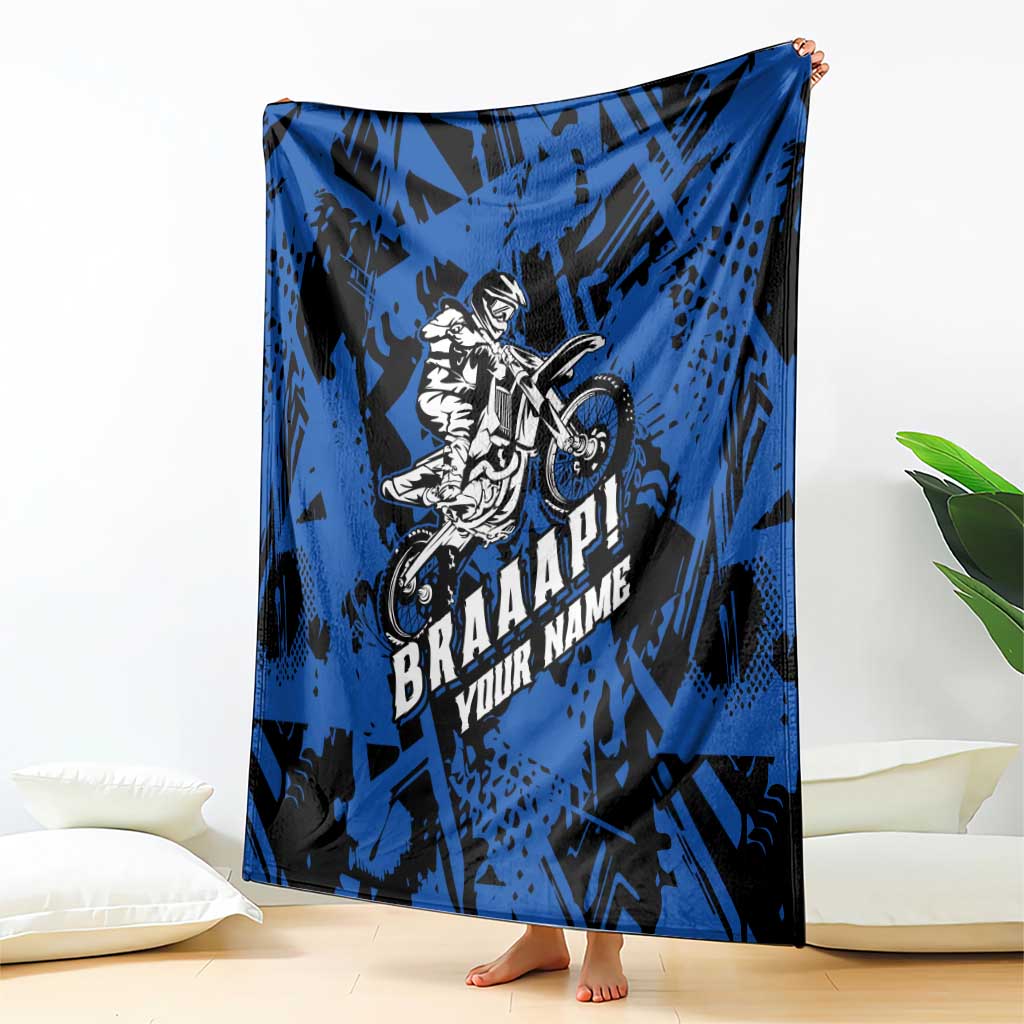 Personalized Motocross Rider Blanket with Blue Graffiti Splash Pattern - Wonder Print Shop