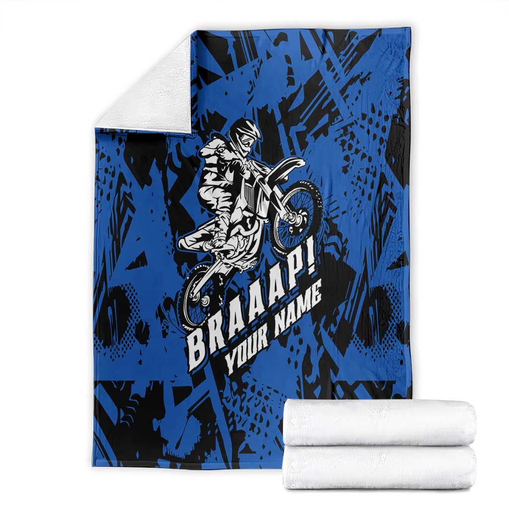 Personalized Motocross Rider Blanket with Blue Graffiti Splash Pattern - Wonder Print Shop