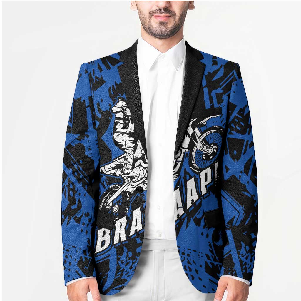 Personalized Motocross Rider Blazer with Blue Graffiti Splash Pattern - Wonder Print Shop
