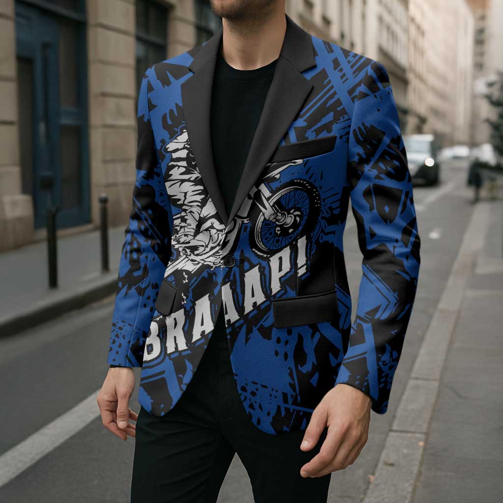 Personalized Motocross Rider Blazer with Blue Graffiti Splash Pattern - Wonder Print Shop