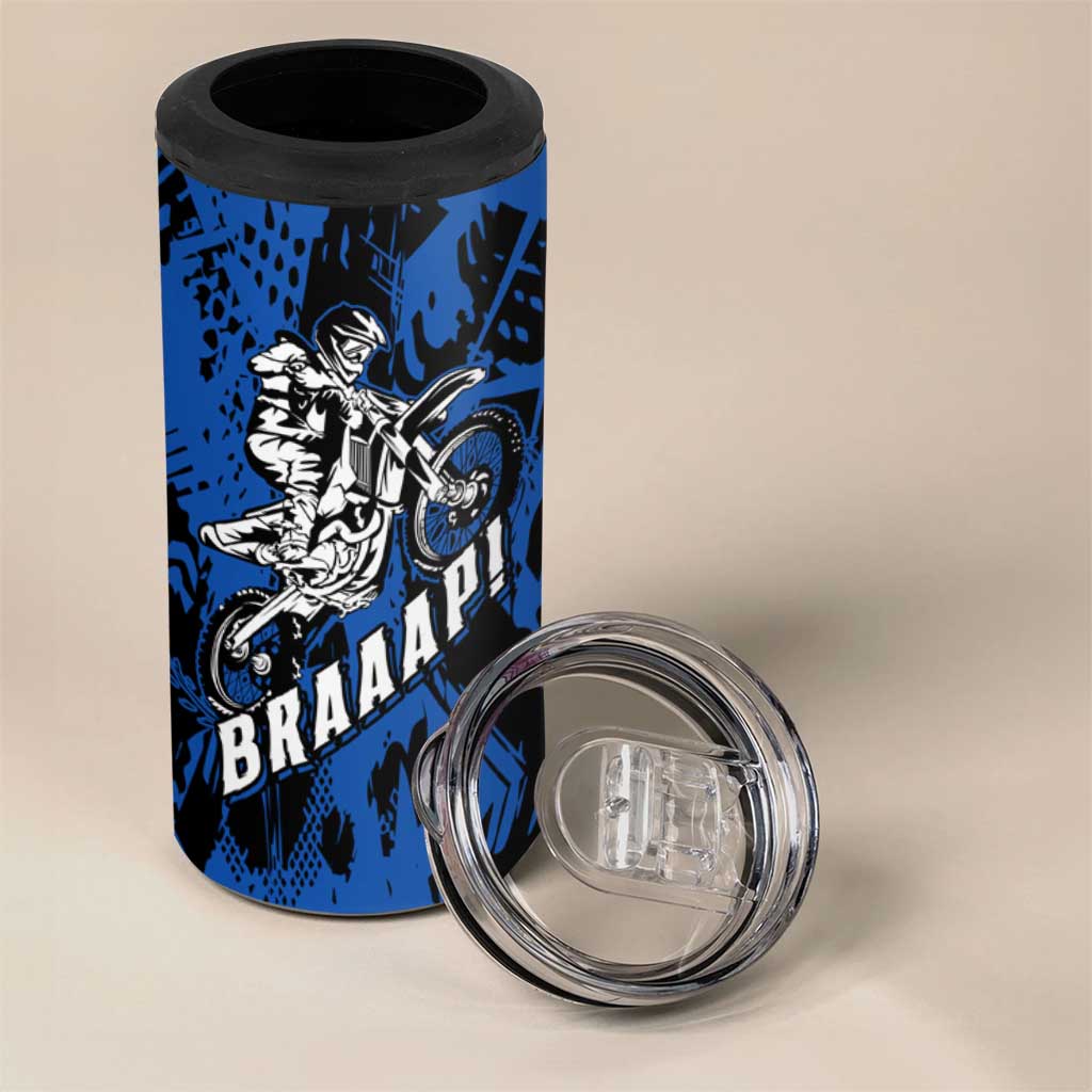 Personalized Motocross Rider 4 in 1 Can Cooler Tumbler with Blue Graffiti Splash Pattern - Wonder Print Shop