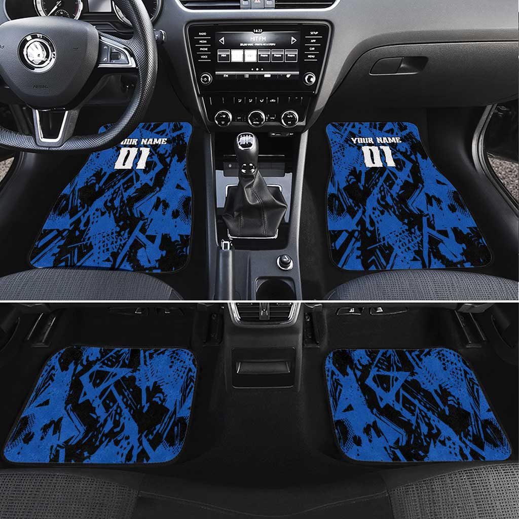 Personalized Motocross Rider Car Mats with Blue Graffiti Splash Pattern - Wonder Print Shop