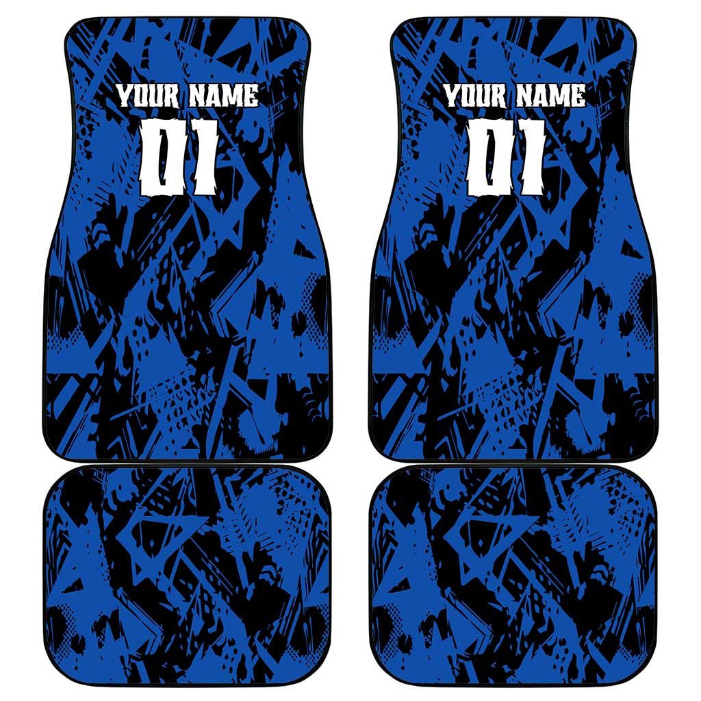 Personalized Motocross Rider Car Mats with Blue Graffiti Splash Pattern - Wonder Print Shop