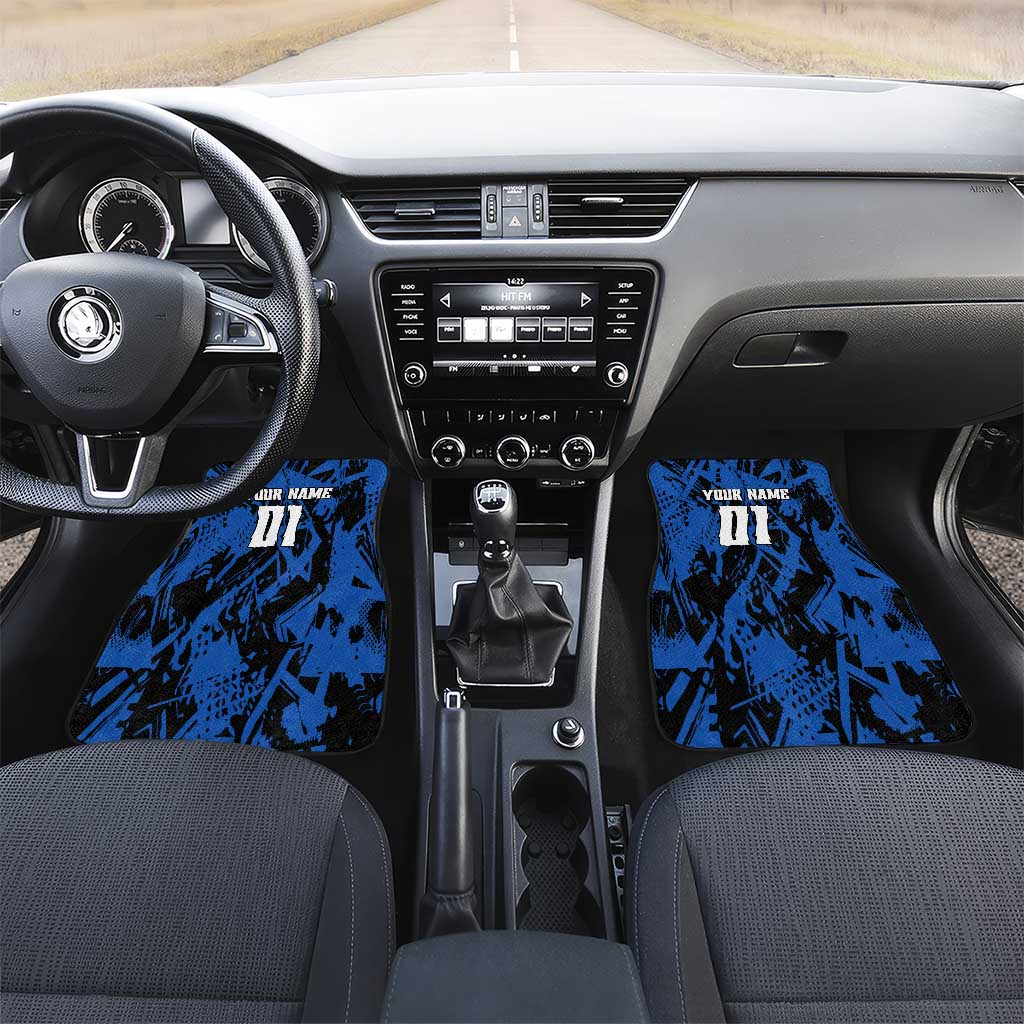 Personalized Motocross Rider Car Mats with Blue Graffiti Splash Pattern - Wonder Print Shop