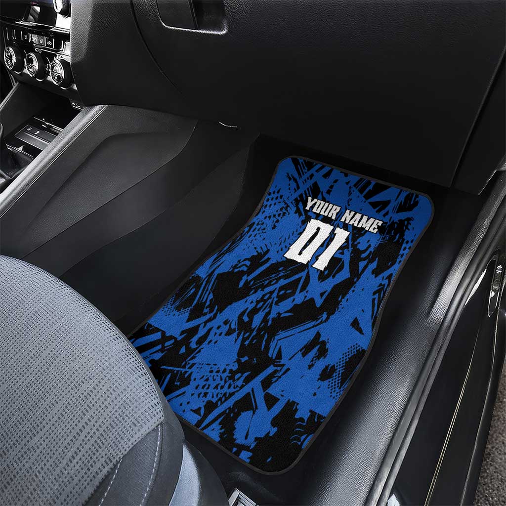 Personalized Motocross Rider Car Mats with Blue Graffiti Splash Pattern - Wonder Print Shop