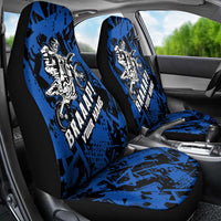 Personalized Motocross Rider Car Seat Cover with Blue Graffiti Splash Pattern - Wonder Print Shop