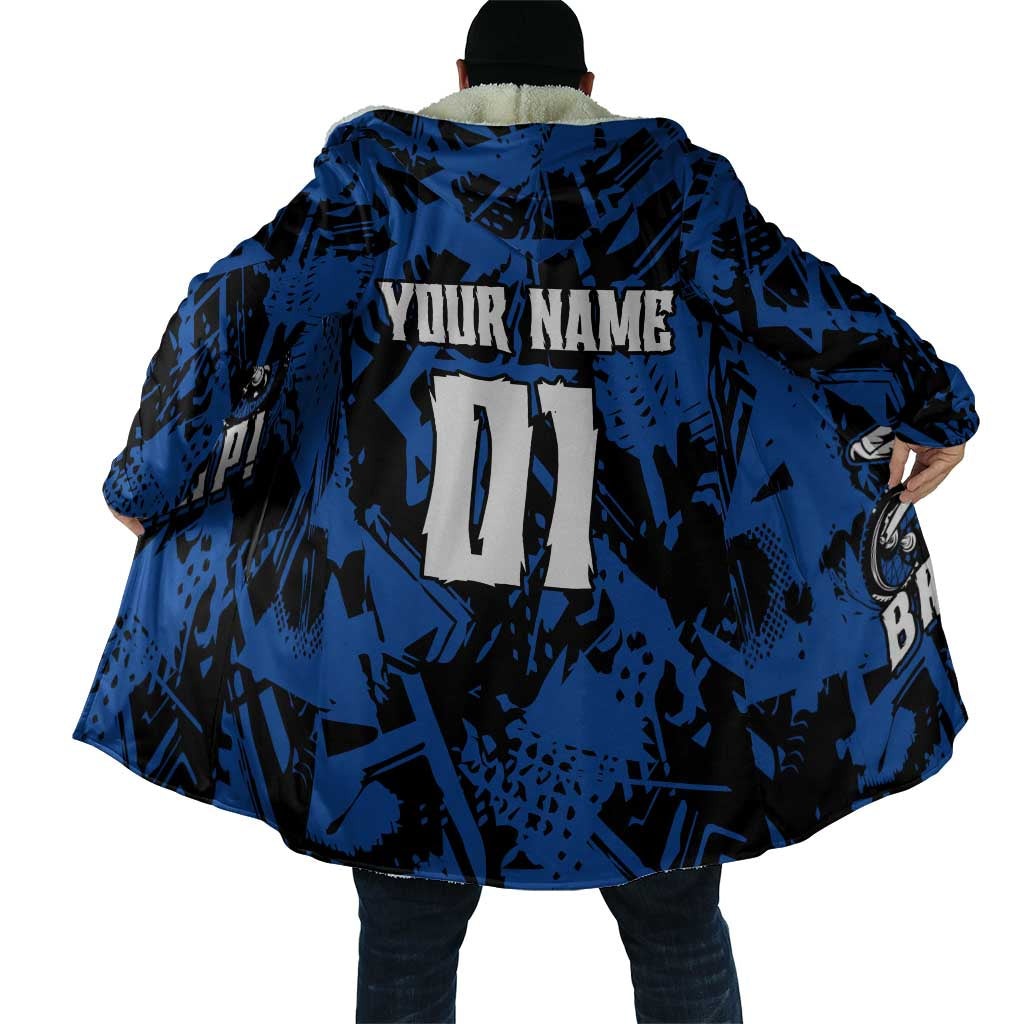 Personalized Motocross Rider Cloak with Blue Graffiti Splash Pattern - Wonder Print Shop