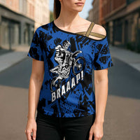 Personalized Motocross Rider Cross Shoulder Shirt with Blue Graffiti Splash Pattern - Wonder Print Shop