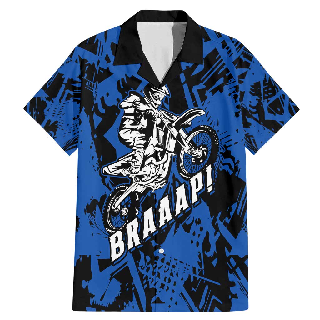 Personalized Motocross Rider Family Matching Mermaid Dress and Hawaiian Shirt with Blue Graffiti Splash Pattern - Wonder Print Shop