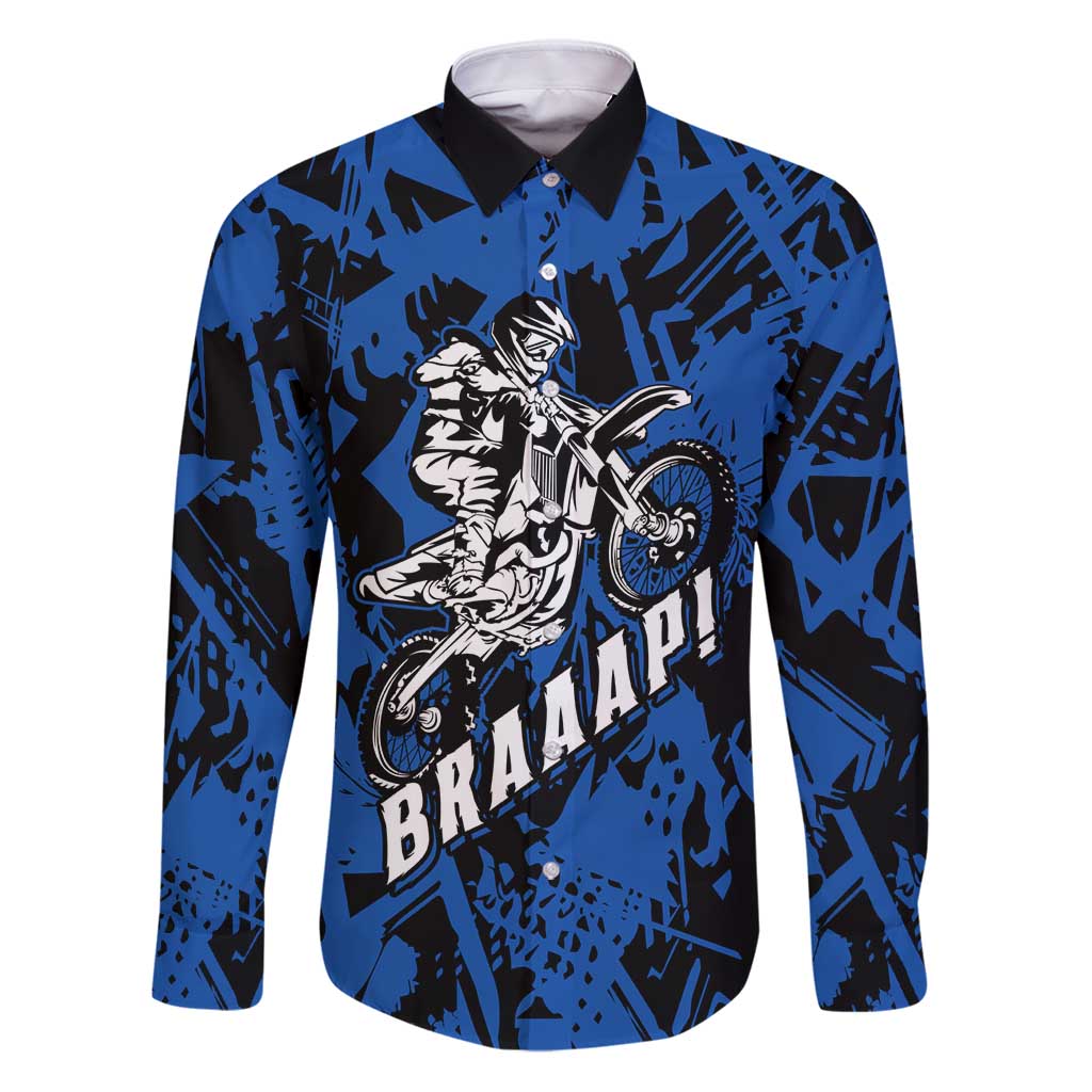 Personalized Motocross Rider Family Matching Puletasi and Hawaiian Shirt with Blue Graffiti Splash Pattern - Wonder Print Shop