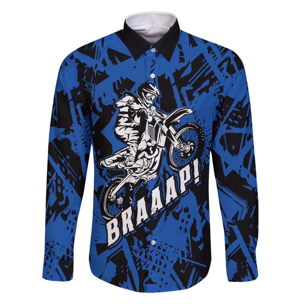 Personalized Motocross Rider Family Matching Tank Maxi Dress and Hawaiian Shirt with Blue Graffiti Splash Pattern - Wonder Print Shop