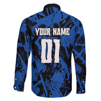 Personalized Motocross Rider Family Matching Tank Maxi Dress and Hawaiian Shirt with Blue Graffiti Splash Pattern - Wonder Print Shop