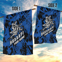 Personalized Motocross Rider Garden Flag with Blue Graffiti Splash Pattern - Wonder Print Shop