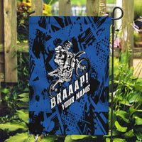 Personalized Motocross Rider Garden Flag with Blue Graffiti Splash Pattern - Wonder Print Shop