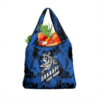 Personalized Motocross Rider Grocery Bag with Blue Graffiti Splash Pattern - Wonder Print Shop