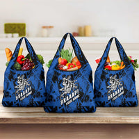 Personalized Motocross Rider Grocery Bag with Blue Graffiti Splash Pattern - Wonder Print Shop