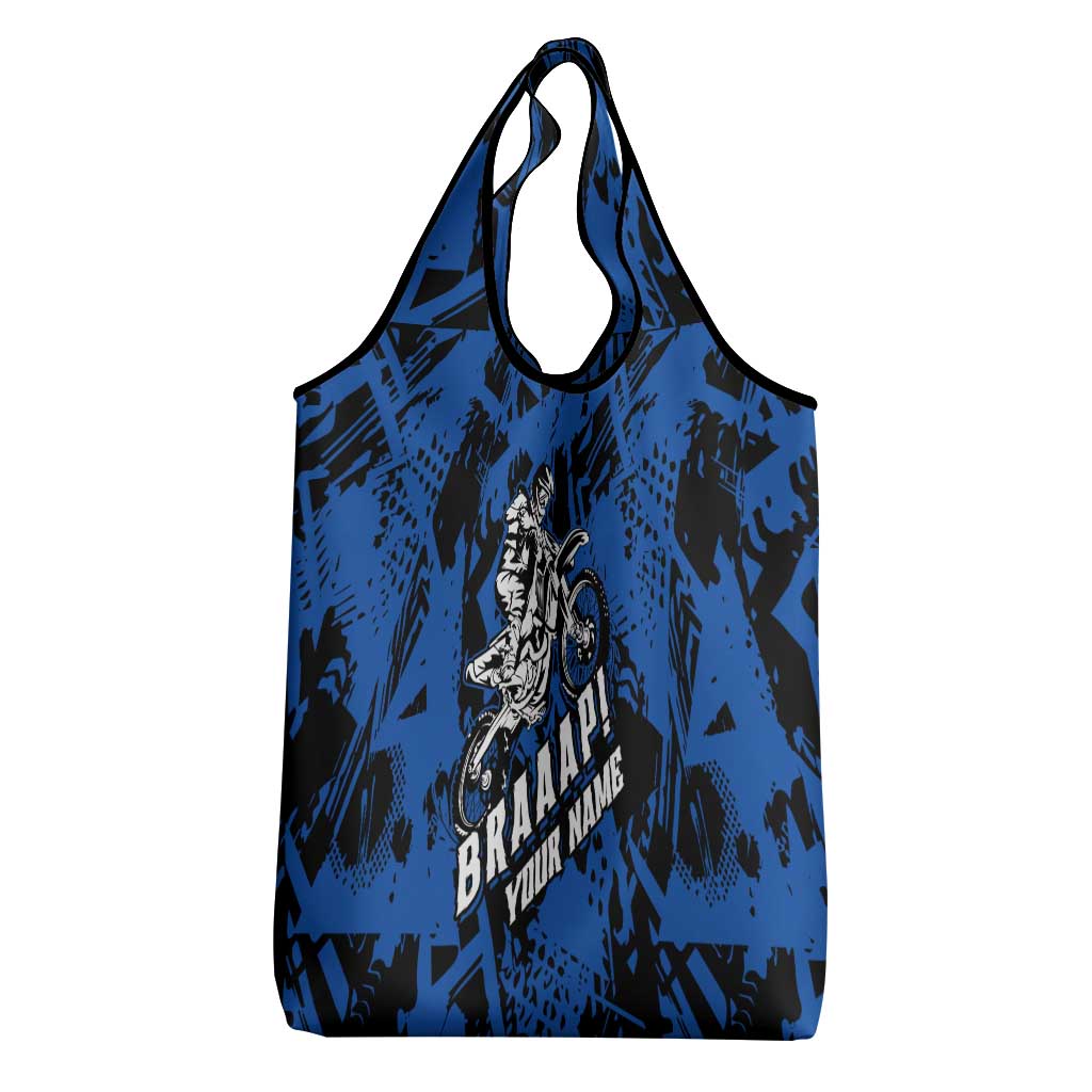 Personalized Motocross Rider Grocery Bag with Blue Graffiti Splash Pattern - Wonder Print Shop