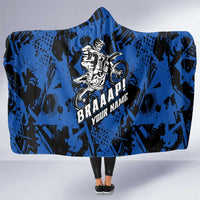 Personalized Motocross Rider Hooded Blanket with Blue Graffiti Splash Pattern - Wonder Print Shop