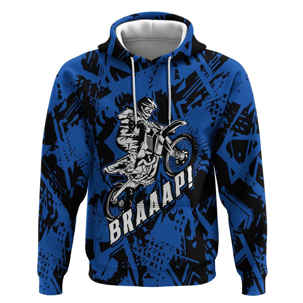 Personalized Motocross Rider Hoodie with Blue Graffiti Splash Pattern - Wonder Print Shop