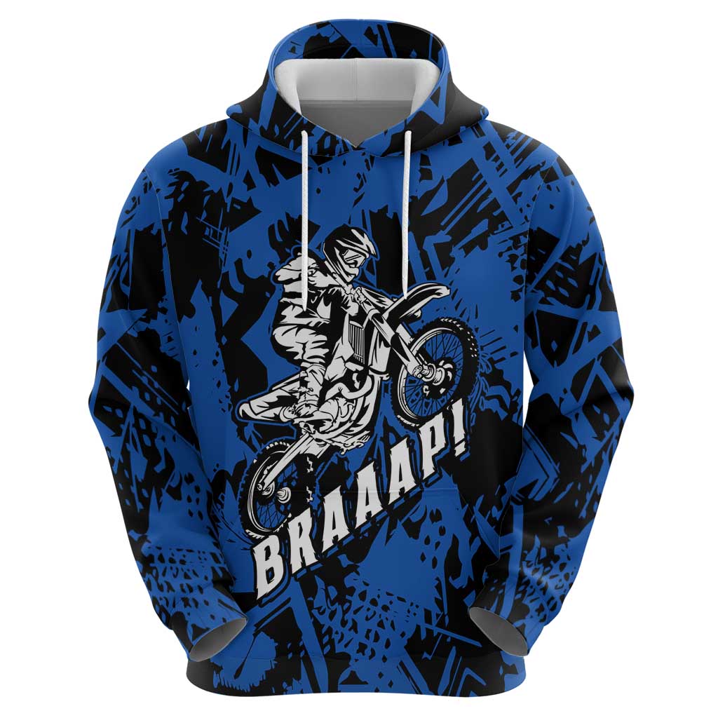 Personalized Motocross Rider Hoodie with Blue Graffiti Splash Pattern - Wonder Print Shop
