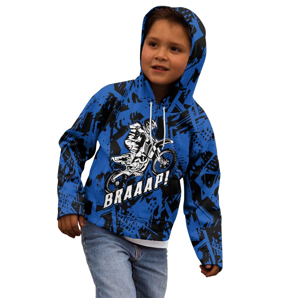 Personalized Motocross Rider Kid Hoodie with Blue Graffiti Splash Pattern - Wonder Print Shop