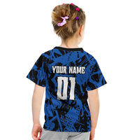 Personalized Motocross Rider Kid T Shirt with Blue Graffiti Splash Pattern - Wonder Print Shop