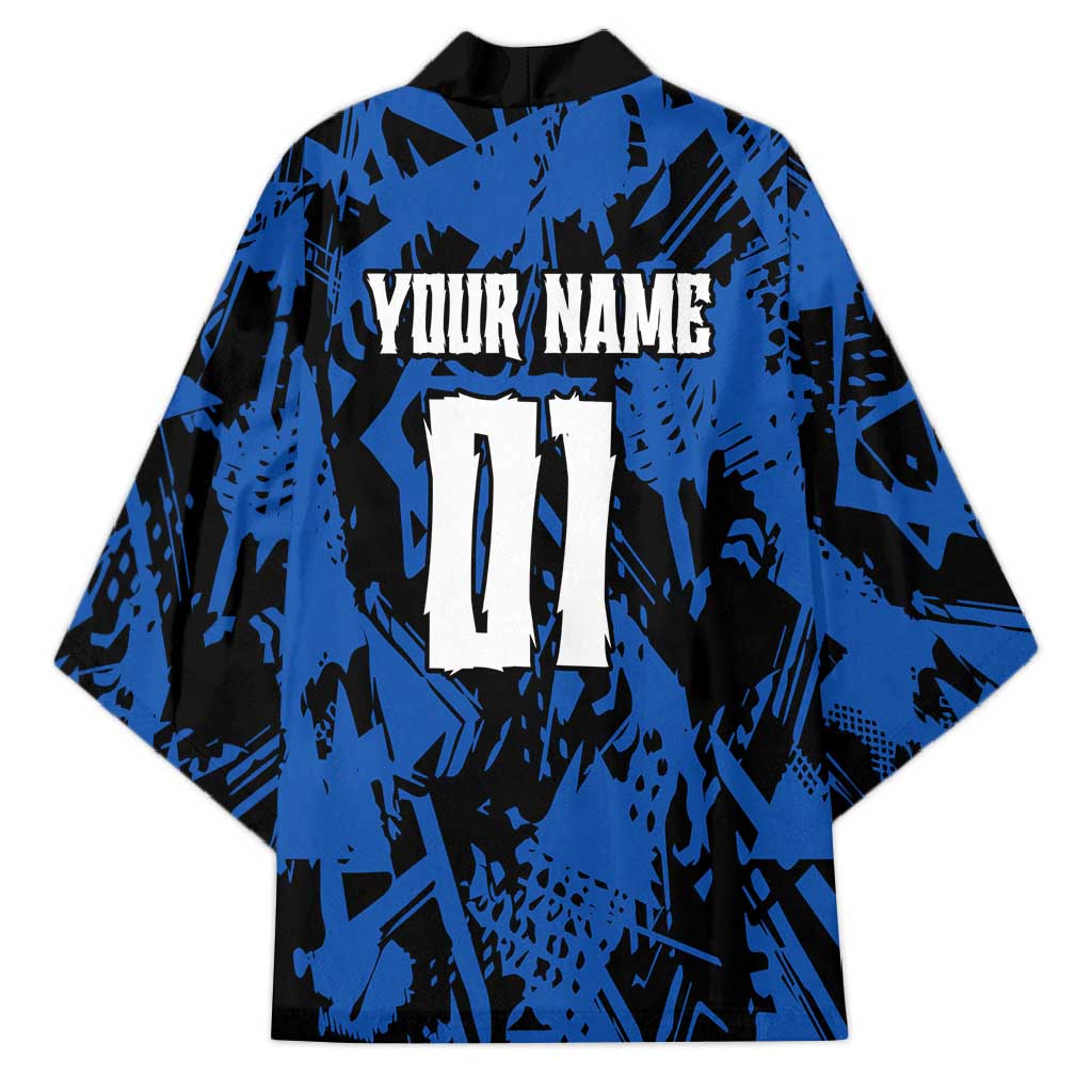 Personalized Motocross Rider Kimono with Blue Graffiti Splash Pattern - Wonder Print Shop